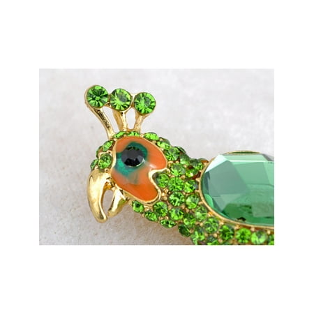 - Peridot Green Crystal Rhinestone Beaded Parrot Bird Costumer Jewelry Brooch Pin