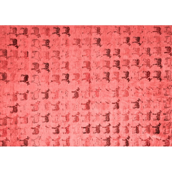Ahgly Company Indoor Rectangle Abstract Red Modern Area Rugs, 8' x 10'