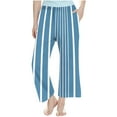 thumbnail image 4 of ShomPort Pants for Girls Unisex Stripe Pattern Wide Leg Elasticband Comfort Lightweight Kids Clothes Running Hiking Pockets Trousers, 4 of 8