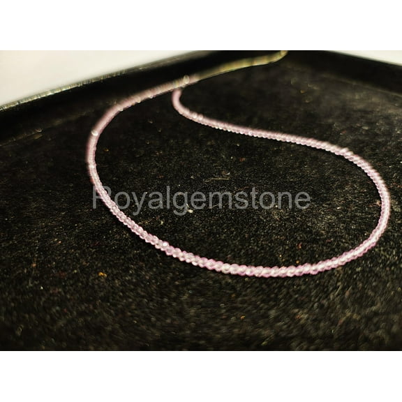 ROYALGEMSTONE Rose Quartz Beads Necklace, Finest Quality Rose Quartz 2mm Gemstone Round Beads, Faceted Pink Rose Quartz Jewelry Choker Necklace