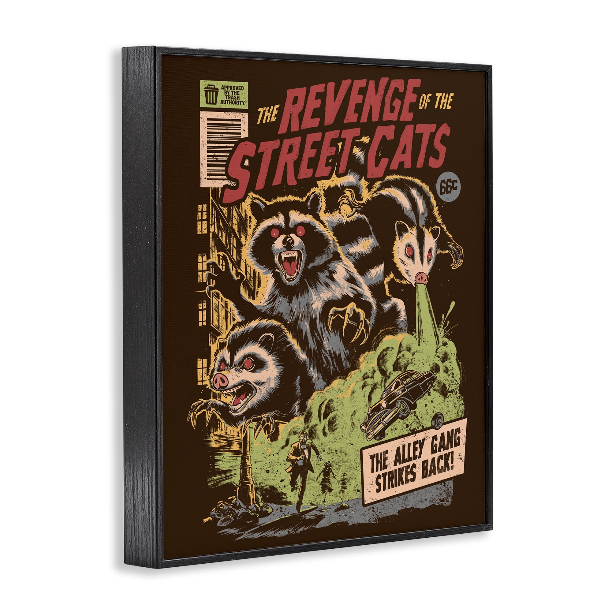 Stupell Industries Revenge Of Street Cats Black Framed Giclee Art, design by EduEly Designs