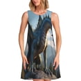 thumbnail image 1 of Fotbe Wild Blue Cool Dragon Vestido de Verano sin Mangas para Mujer – Vestido Midi Línea A, Estilo Camiseta Floral, Vestido Playero Casual y Fluido, 1 of 7
