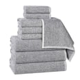 thumbnail image 2 of BNM Viscose Cotton Blend Textured Ribbed 9 Piece Towel Set, Charcoal, 2 of 11