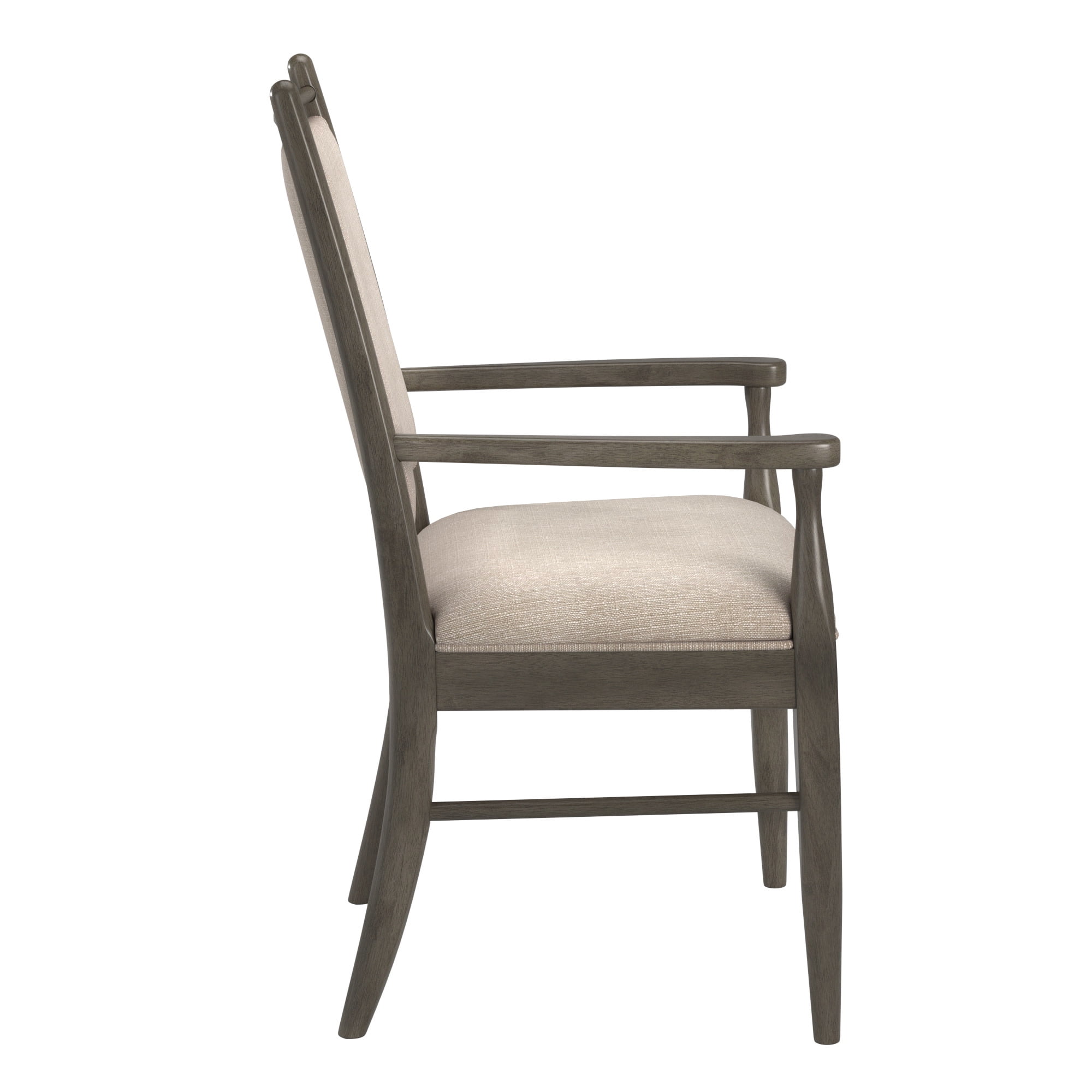 Weston Home Alta Wood Finish Beige Fabric Arm Chair, Set of 2, Gray