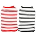 thumbnail image 1 of Paquete de 2 camisetas para perros, camisas suaves y frescas, chalecos a rayas sin mangas, ropa transpirable para cachorros y gatos (rojo, negro) S, 1 of 5