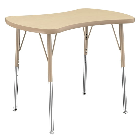 ECR4Kids Collaborative Bowtie Premium Thermo-Fused Adjustable Activity Table Maple/Maple/Sand - Standard Swivel