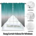 thumbnail image 4 of Swag Curtains Valances for Windows, Turquoise Grey White Gradient Short Kitchen Window Curtains Over Sink, Abstract Watercolor Cafe Curtains Panel Set Of 2,Rod Pocket, 63 Inches Length, 4 of 8