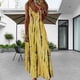 thumbnail image 5 of Vestido Suspendido Vestido largo bohemio con tirantes Vestido con tirantes de playa con estampado de columpio grande (Amarillo S) Ygjytge para Mujer Amarillo T XL, 5 of 6