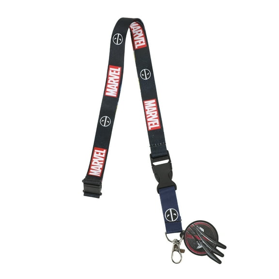 Deadpool & Wolverine Combined Mask 22" Black Lanyard With ID Sleeve