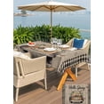 thumbnail image 5 of Outdoor Tablecloth with Umbrella Hole for Patio/Picnic/Party/Camping, Farmhouse Flower Waterproof Table Cloth Rectangle Table Cover Washable, Spring Vintage Truck Black Plaid Wood Grain (52"x 70"), 5 of 8
