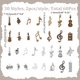 thumbnail image 2 of 60 piezas de 30 estilos de notas musicales, dijes de instrumentos musicales multiestilo, símbolos, collares, pendientes, colgantes de metal a granel, accesorios de joyería., 2 of 5