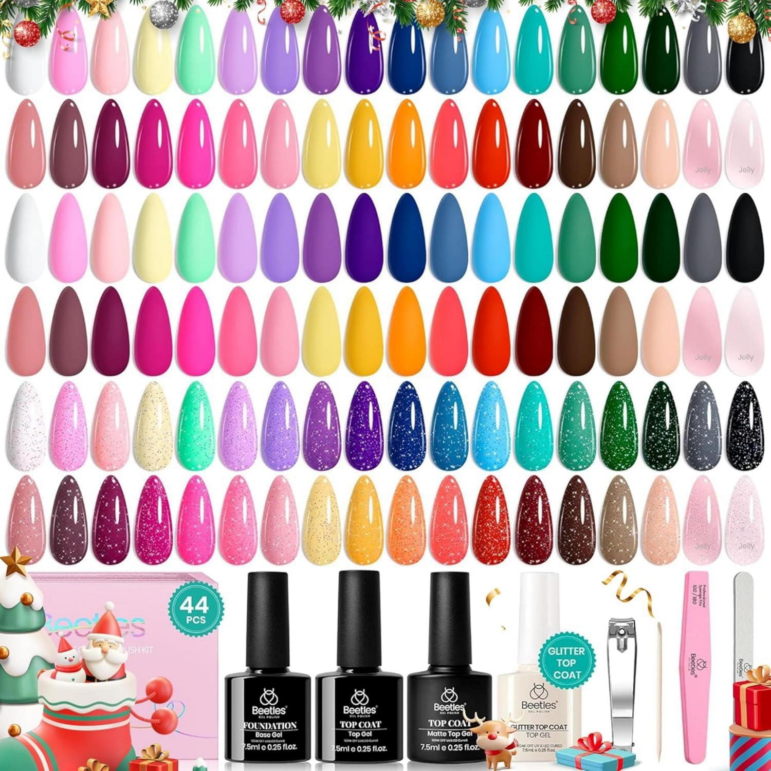 Kit de vernis à ongles gel Beetles avec lampe UV 69 pièces, spectre émotionnel 35 couleurs, kit de vernis à ongles gel avec base et top coat mat et brillant, kit de manucure toutes saisons, outils de