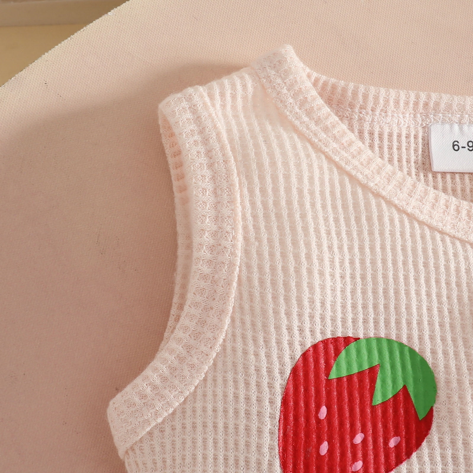 Faraee 0-3 Years Toddler Baby Girl Summer Clothes Ribbed Waffle 2 Piece Outfits Tassel Hem Tank Tops Drawstring Shorts Clothing Set Beige