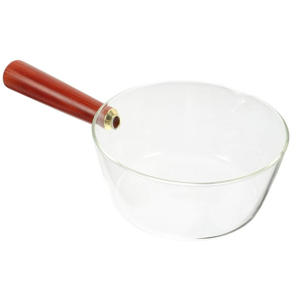 OUNONA Borosilicate Glass Pan with Handle, Transparent Nonstick Saucepan for Cooking and Heating