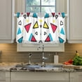 thumbnail image 2 of Yayeee Kitchen Curtains Tier Pair Light Filtering 27"x36" Rod Pocket Short Cafe Window Panel, Red Triangles, 2 of 7