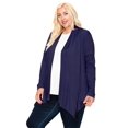 thumbnail image 2 of Women's Plus Size Casual Long Sleeve Draped Open Front Solid Cardigan XL-4XL, 2 of 5