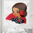 thumbnail image 1 of Spanish Tapestry, Chibi Character in Flamenco Costume with Rose Flower on Her Hair Girl Cartoon, Fabric Wall Hanging Decor for Bedroom Living Room Dorm, 5 Sizes, Multicolor, by Ambesonne, 1 of 1