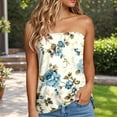 thumbnail image 2 of vigerkar Women's Floral Tube Tops Casual Summer Backless Strapless Top Sleeveless Bandeau Tanks Shirt Beige, S, 2 of 5