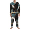 thumbnail image 3 of Salouo Forest River Bald Eagle Print Button-Front Long Sleeve Pajama Set for Men, Soft 2Pjs Men's Long Sleeve Sleepwear-XX-Large, 3 of 7