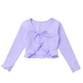 thumbnail image 4 of YEAHDOR Kids Toddlers Girls Ruffled Ballet Dance Cardigan Long Sleeve Knot Wrap Tops, 4 of 7