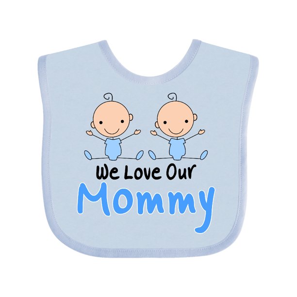 Twin Boys Love Mommy Baby Bib