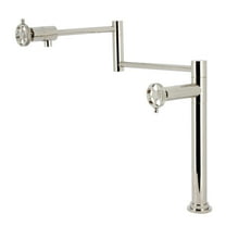 Kingston Brass KS4706RKX Webb Deck Mount Pot Filler Faucet with Knurled Handle, Polished Nickel