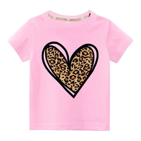 Piuwrlz T-Shirt Boy and Girls Short Sleeve Printed Top Pink Size 3 Years
