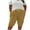 Khaki, variant on Women's Plus Size Cotton Bermuda Shorts Cuffed Hem Loose Fit Casual Knee Length Jogger Shorts with Side Pockets