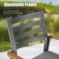 thumbnail image 5 of Ulax Furniture Outdoor Stackable Chairs Patio Stackable Aluminum Dining Armchair With Teak Arm And Olefin Cushions, Set of 2, 5 of 8