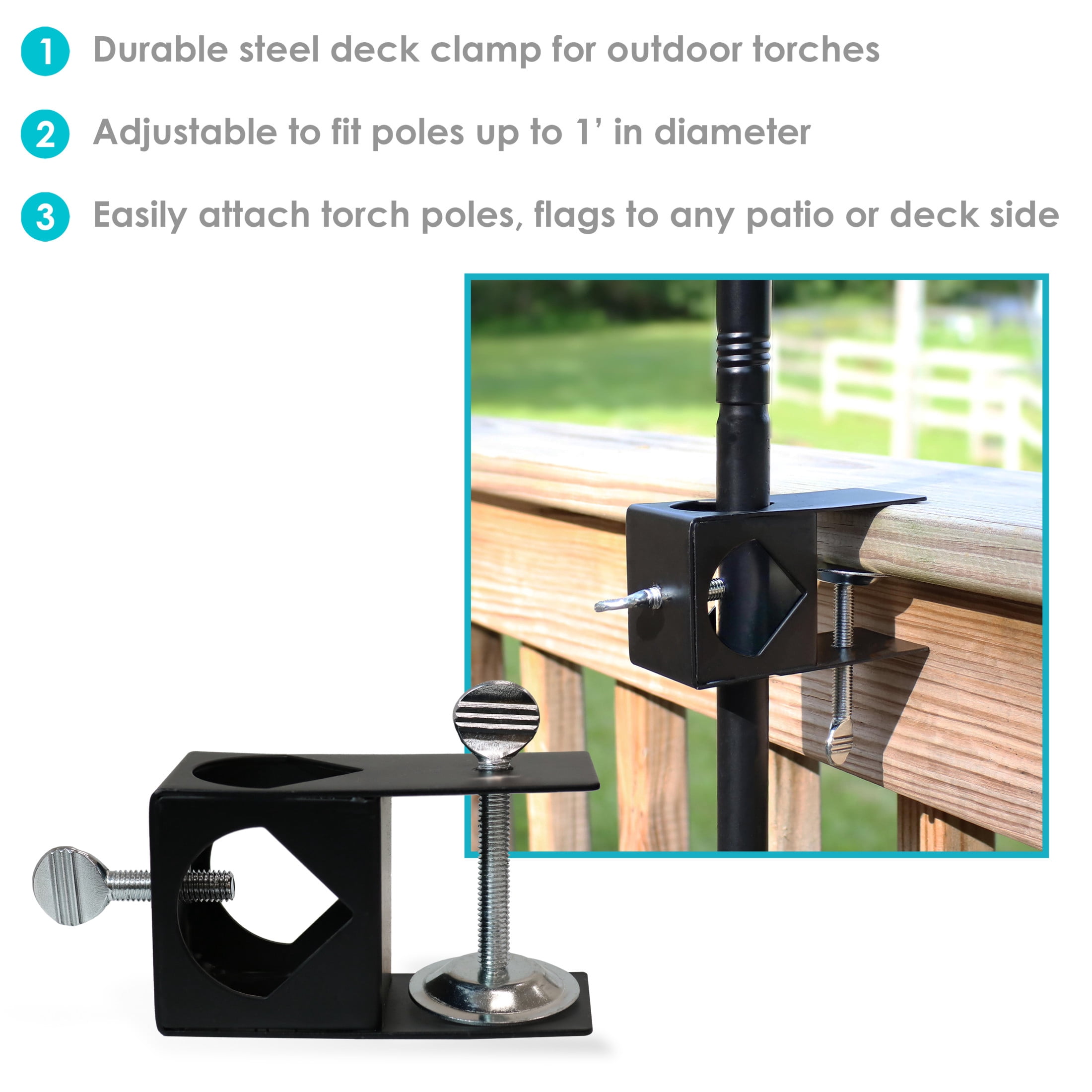 Sunnydaze Deck Clamp for Outdoor Torches - Set of 4