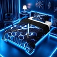 thumbnail image 2 of meiyoeat Neon Lights Twin Comforter Sets for Boys, Sci-Fi Blue White Gaming Bedding Set, Black Reversible 2-Piece, 1 Comforter and 1 Pillowcase, 2 of 6