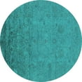 thumbnail image 1 of Ahgly Company Machine Washable Indoor Round Oriental Turquoise Blue Industrial Area Rugs, 5' Round, 1 of 4