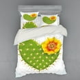 thumbnail image 2 of Ambesonne Cactus Bedding Set 3 Pcs, Thorny Opuntia Heart, Twin XL, Green Yellow Orange, 2 of 3