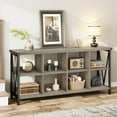 thumbnail image 3 of CHerish 8 Cube Storage Organizer Bookcases, 3 Tier Metal Horizontal Bookcase, 62 Inch Industrial Storage Bookcase for Entryway, Long Low Bookshelf for Living Room-Gray, 3 of 7