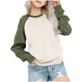 thumbnail image 2 of Toonshare ,Girls Shirts ,Round Neck Drop Shoulder Long Sleeve Sweatshirt for Middle and Big Kids,,Girls Blouse 14-16 Plus Army Green, 2 of 5
