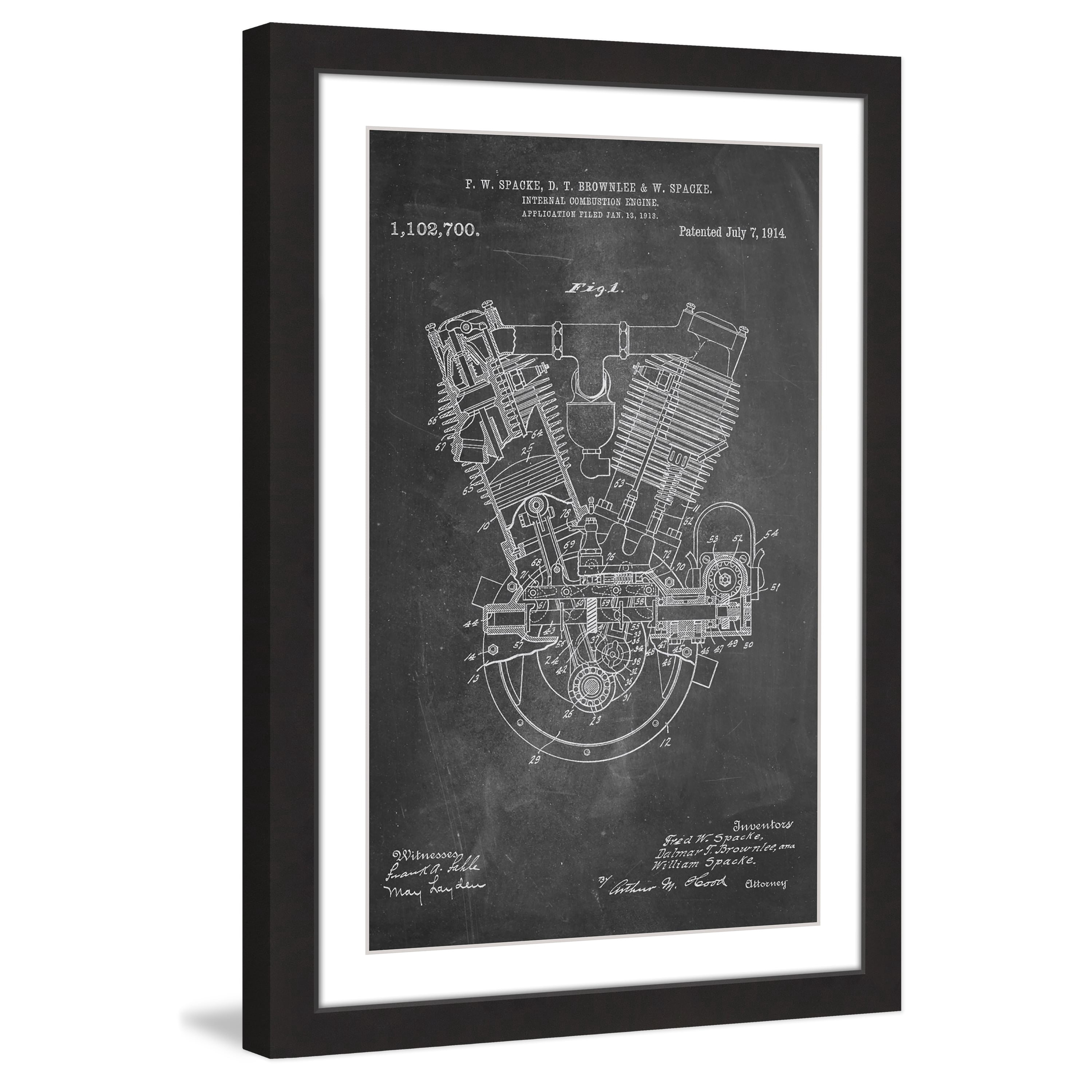 "Engine 1914 Chalk" Framed Painting Print
