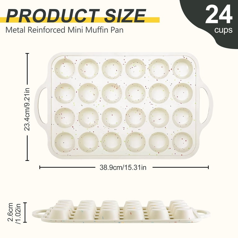 GARITIN 24-Cup Silicone Mini Muffin Pan with Metal Frame photo 2