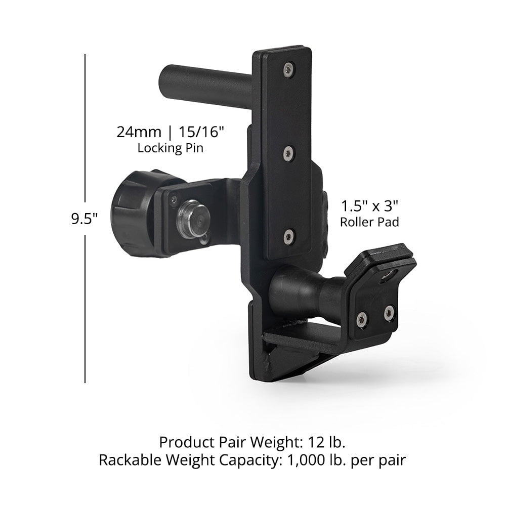 Titan Fitness TITAN Series Quick Release Roller J-Hooks, 1000 LB Capacity, Fits 3" x 3" Tubular Steel, 24mm Pop-Pin
