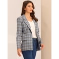 thumbnail image 3 of Blazers para mujer Chaqueta tipo blazer a cuadros con solapa con muesca Boyfriend Gris Azul S, 3 of 6