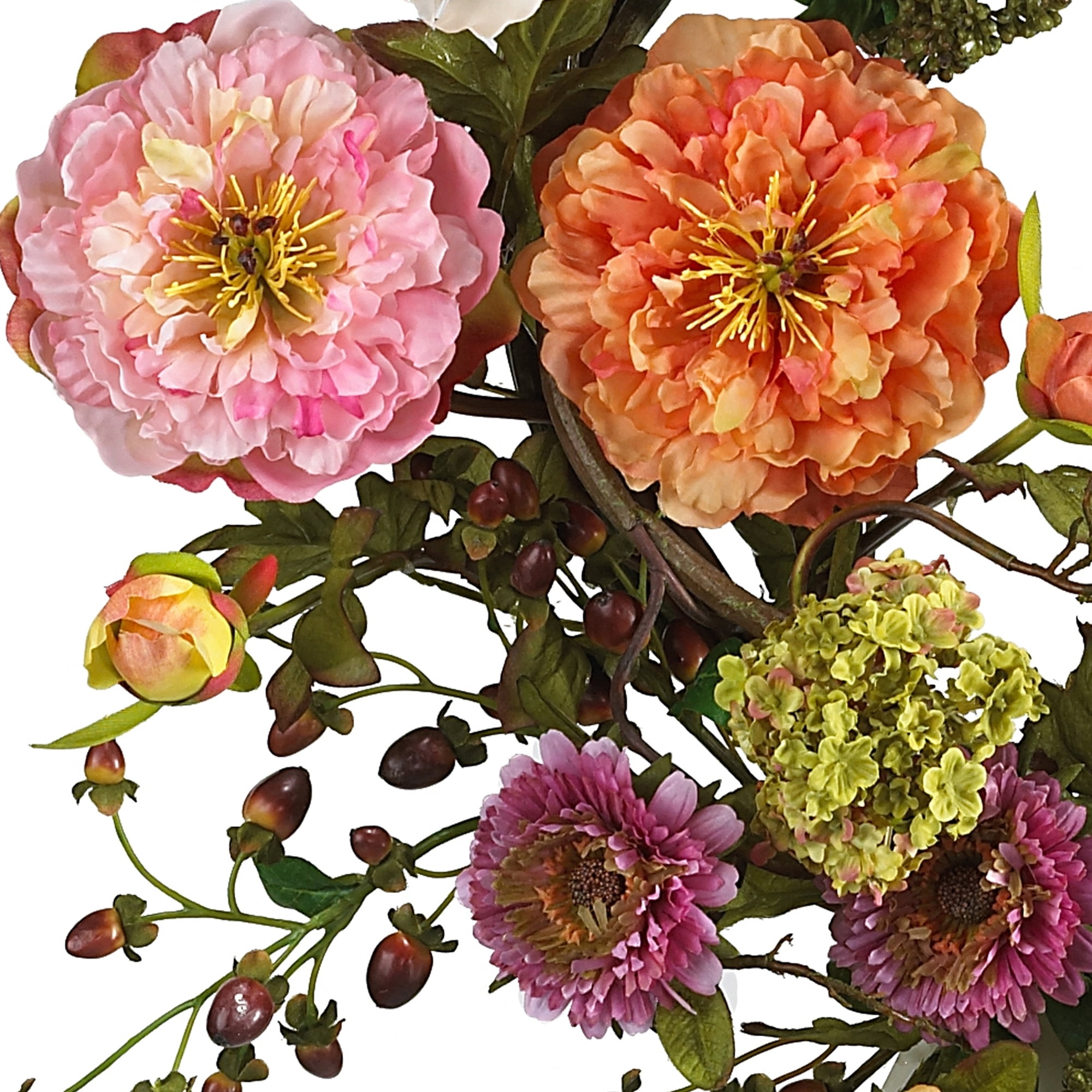 Nearly Natural 24" Peony Wreath