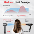 thumbnail image 3 of Hair Dryer, 160,000 RPM Professional-Grade Upgraded Ion Hair Dryer with Temperature Control and Low-Noise Function, Suitable for All Hair Types, Fast Drying, Includes Diffuser and Ambient LED Lights, 3 of 11