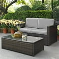 thumbnail image 2 of Crosley Furniture Palm Harbor 2Pc Outdoor Wicker Conversation Set Gray/Brown - Loveseat & Coffee Table, 2 of 12