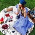 thumbnail image 6 of Gradient Blue Flower Round Tablecloth 54 inches Watercolor Country Spring Blue Floral Butterfly Waterproof Oil-Proof Table Cloth Round Table Cover for Holiday Party Picnic Dinner Decor Indoor Outdoor, 6 of 9