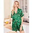 thumbnail image 3 of Ekouaer Silk Pajamas for Women Set Satin Pjs Soft Short Sleeve Button Down Sleepwear 3 Piece Loungewear, 3 of 6