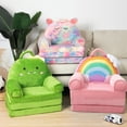 thumbnail image 3 of 2 in 1 Convertible Plush Kids Sofa Flip Open Sofa Seat with Pockets,Kid Couch Toddler Chair for Toddler Baby Girls, Rainbow, 3 of 8