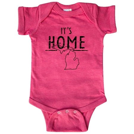 

Inktastic It s Home- State of Michigan Outline Distressed Text Gift Baby Boy or Baby Girl Bodysuit