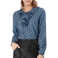 thumbnail image 1 of Allegra K Women's Ruffle Neck Long Sleeve Polka Dots Blouse Shirt, 1 of 6