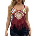 thumbnail image 1 of Mujeres de Verano Tops Casual Gancho de Mano Color Mixto Patchwork Strapless Borded Top para las Mujeres de Verano, Moda Casual Ligero, 1 of 5