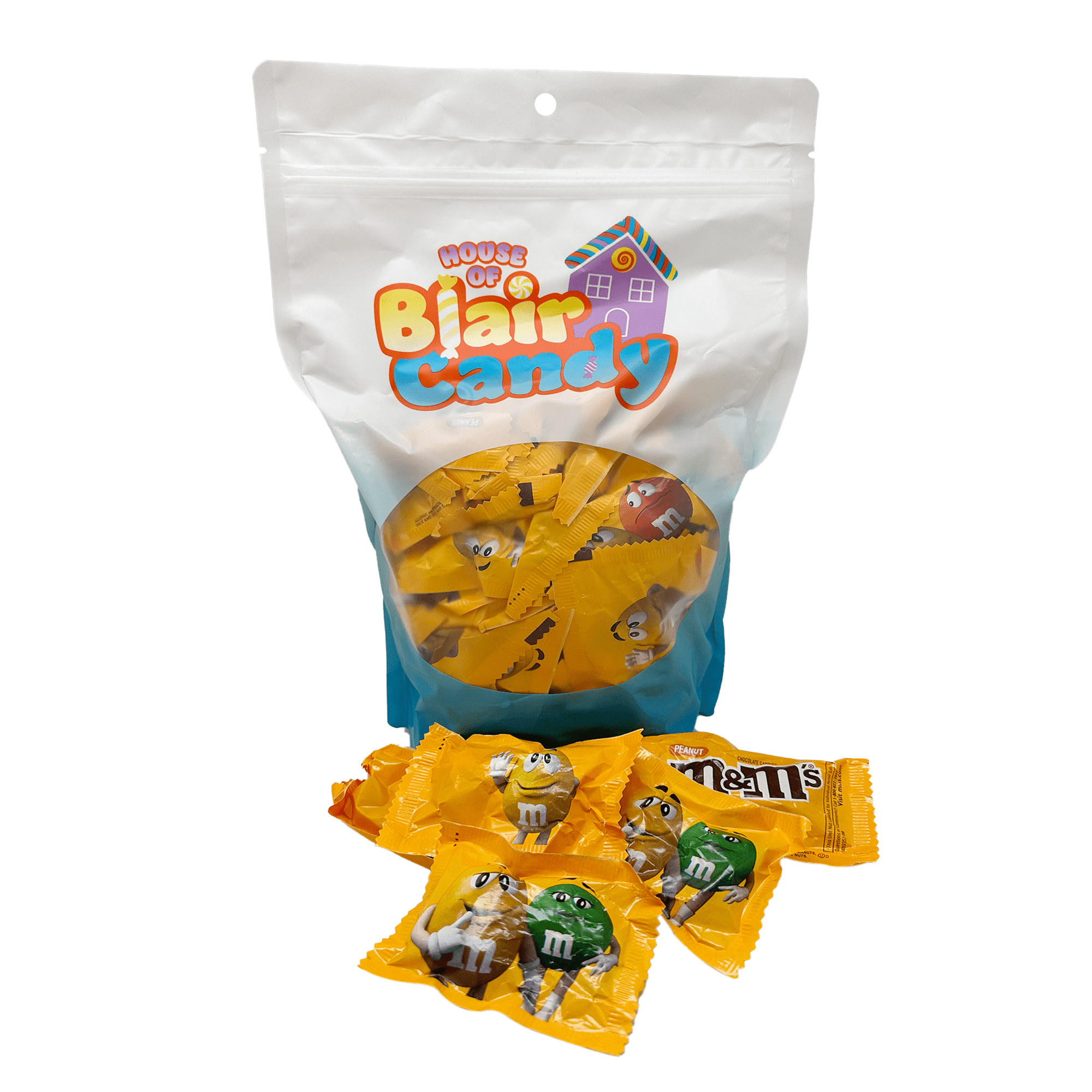 Blair Candy│Milk Chocolate Peanut M&Ms Fun Sized Individual Bags - 2 lbs. Resealable Candy Bag