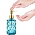thumbnail image 6 of Soap Dispenser Clear Glass Hand Dish Soap Dispensers Bathroom with Stainless Steel Pump, Refillable Kitchen Liquid Decorative Bottles,blue, 6 of 8